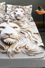 %100 Pamuk Lastikli Çarşaf Özel Tasarım 5d Dijital 60 Tel Lion