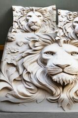 %100 Pamuk Lastikli Çarşaf Özel Tasarım 5d Dijital 60 Tel Lion