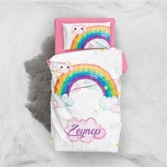 Monohome Kişiye Özel Bebek Nevresim Takımı Pink Rainbow
