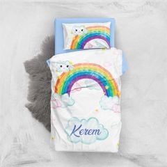 Monohome Kişiye Özel Bebek Nevresim Takımı Blue Rainbow