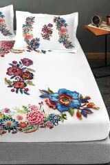 %100 Pamuk Lastikli Çarşaf Özel Tasarım 5d Dijital 60 Tel Nakış