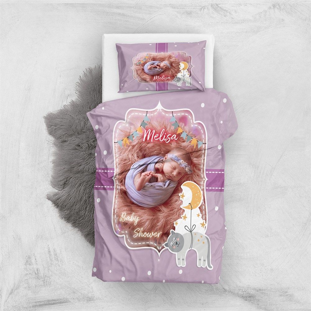 Monohome Kişiye Özel Bebek Nevresim Takımı  Purple