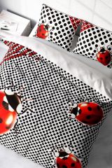 Çift Kişilik Nevresim Seti Sık Dokuma Pamuk Saten 3d Özel Tasarım Ladybug Naturel (çarşafsızdır)