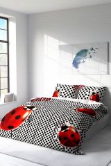 Çift Kişilik Nevresim Seti Sık Dokuma Pamuk Saten 3d Özel Tasarım Ladybug Naturel (çarşafsızdır)