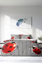 Çift Kişilik Nevresim Seti Sık Dokuma Pamuk Saten 3d Özel Tasarım Ladybug Naturel (çarşafsızdır)