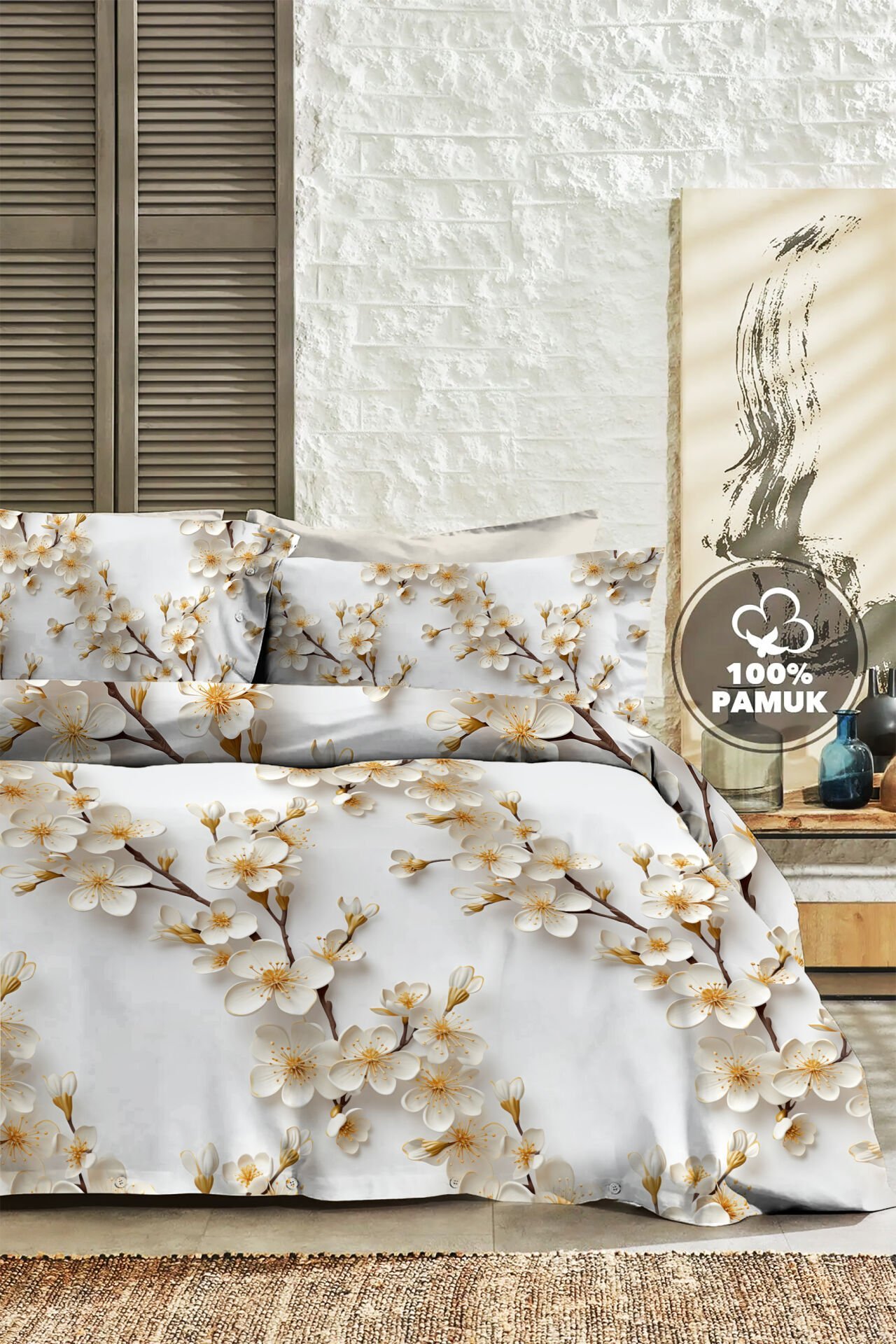 %100 Pamuk Ranforce Çeyizlik Luxury 5d Dijital Çift Kişilik Nevresim Takımı Jasmin
