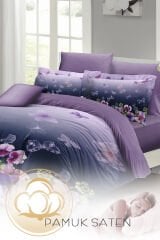 Anneler Günü Çift Kişilik Nevresim Takımı Özel Dokuma Pamuk Saten Butterflies Dream
