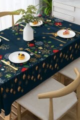 Yılbaşı Masaörtüsü Dertsiz Kumaş - 5D Dijital Tasarım Deer Noel