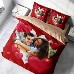 MonoHome Kişiye Özel Çift Kişilik Nevresim Takımı Love Red
