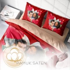 MonoHome Kişiye Özel Çift Kişilik Nevresim Takımı Love Red