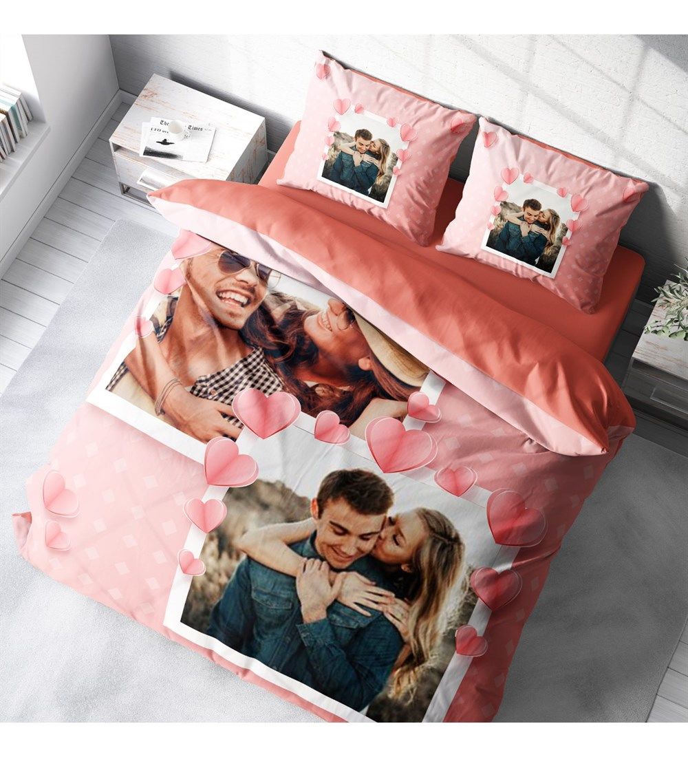 Monohome Kişiye Özel Çift Kişilik Nevresim Takımı Pink Table