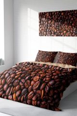 Çift Kişilik Nevresim Seti Sık Dokuma Pamuk Saten 3d Özel Tasarım Coffee Duvet (çarşafsızdır)