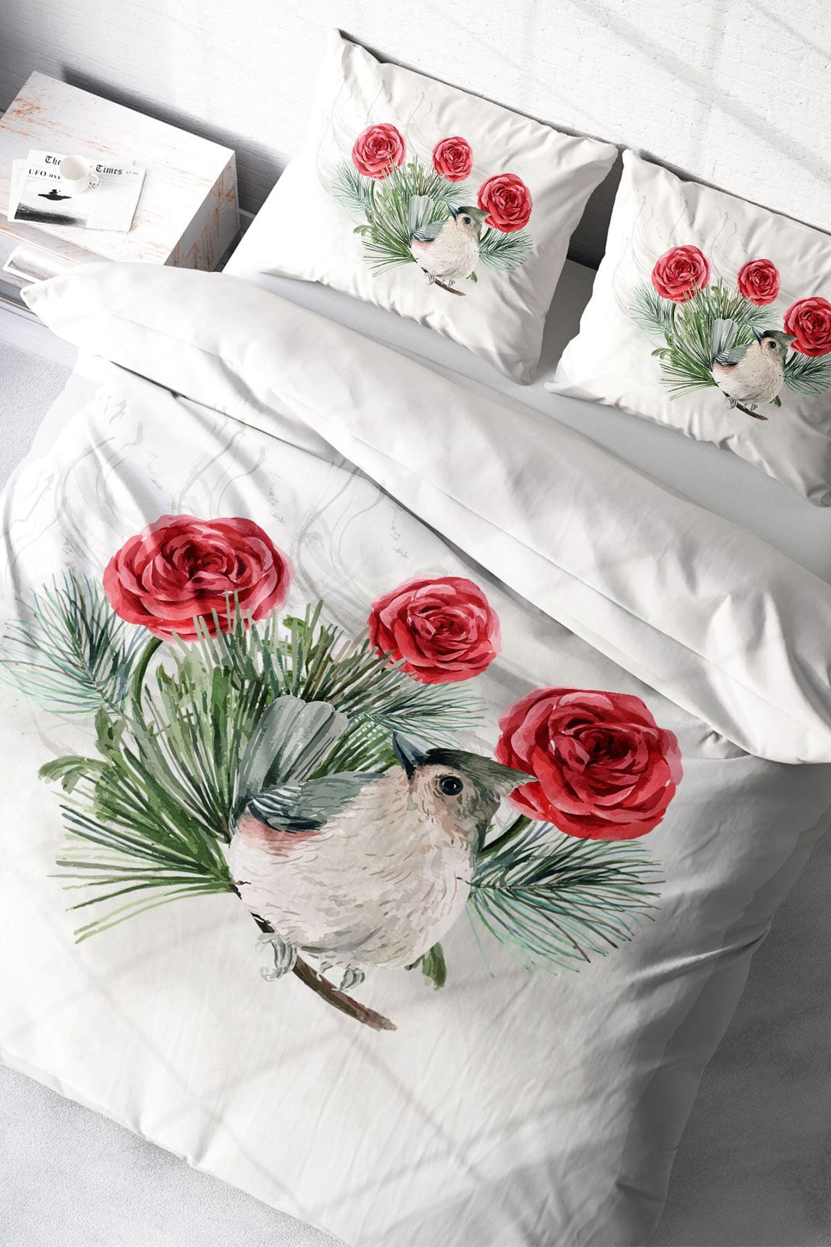 Çift Kişilik Nevresim Seti Sık Dokuma Pamuk Saten 3d Özel Tasarım Big Birdy (çarşafsızdır)