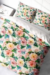 Çift Kişilik Nevresim Seti Sık Dokuma Pamuk Saten 3d Özel Tasarım Flower Spring (çarşafsızdır)