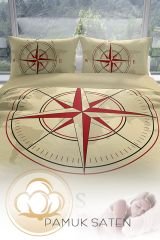 Compass 3d Pamuk Saten Çift Kişilik Nevresim Seti