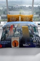 New York 3d Pamuk Saten Çift Kişilik Nevresim Seti