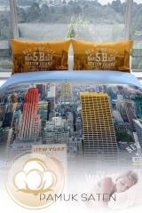 New York 3d Pamuk Saten Çift Kişilik Nevresim Seti