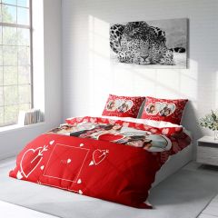Monohome Kişiye Özel Çift Kişilik Nevresim Takımı Red Love Three