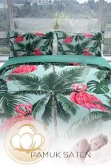 Flamingo Iı 3d Pamuk Saten Çift Kişilik Nevresim Seti
