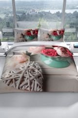 Rose Love 3d Pamuk Saten Çift Kişilik Nevresim Seti