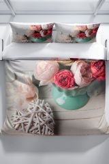 Rose Love 3d Pamuk Saten Çift Kişilik Nevresim Seti