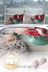 Rose Love 3d Pamuk Saten Çift Kişilik Nevresim Seti