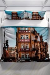 Apartman 3d Pamuk Saten Çift Kişilik Nevresim Seti