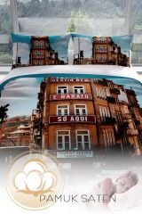 Apartman 3d Pamuk Saten Çift Kişilik Nevresim Seti