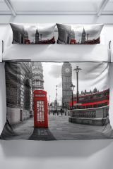 London 3d Pamuk Saten Çift Kişilik Nevresim Seti