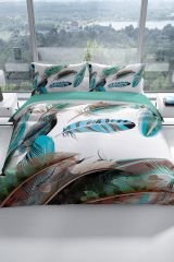 New Feather 3d Pamuk Saten Çift Kişilik Nevresim Seti