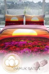 Sunset 3d Pamuk Saten Çift Kişilik Nevresim Seti