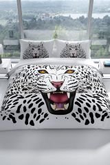 Leopard 3d Pamuk Saten Çift Kişilik Nevresim Seti