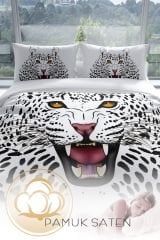 Leopard 3d Pamuk Saten Çift Kişilik Nevresim Seti