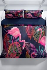 Flamingo I 3d Pamuk Saten Çift Kişilik Nevresim Seti