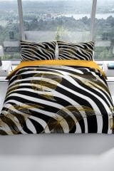 Zebra Feather 3d Pamuk Saten Çift Kişilik Nevresim Seti