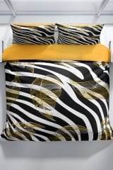 Zebra Feather 3d Pamuk Saten Çift Kişilik Nevresim Seti