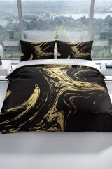 Black Design 3d Pamuk Saten Çift Kişilik Nevresim Seti