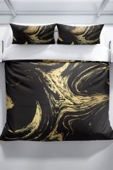 Black Design 3d Pamuk Saten Çift Kişilik Nevresim Seti