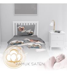 MonoHome Kişiye Özel Tek Kişilik Nevresim Takımı Grey