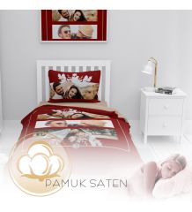 MonoHome Kişiye Özel Tek Kişilik Nevresim Takımı Red Table