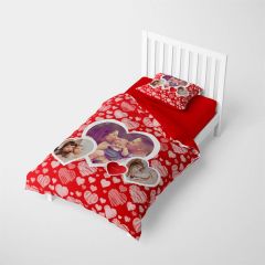 MonoHome Kişiye Özel Tek Kişilik Nevresim Takımı Red Heart