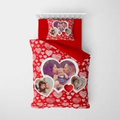 MonoHome Kişiye Özel Tek Kişilik Nevresim Takımı Red Heart