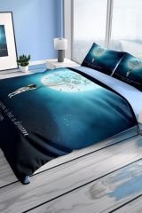 Gece Mottom 3d Pamuk Saten Çift Kişilik Nevresim Seti