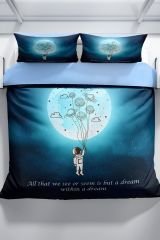 Gece Mottom 3d Pamuk Saten Çift Kişilik Nevresim Seti
