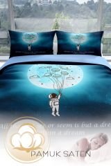 Gece Mottom 3d Pamuk Saten Çift Kişilik Nevresim Seti