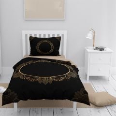 Monohome Kişiye Özel Tek Kişilik Nevresim Takımı Black Gold