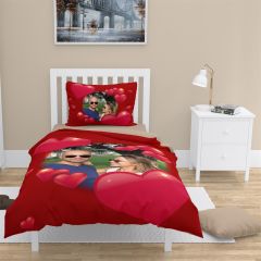 MonoHome Kişiye Özel Tek Kişilik Nevresim Takımı Love Red