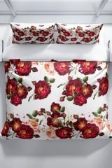 Red Rose 3d Pamuk Saten Çift Kişilik Nevresim Seti