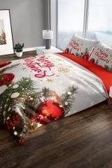 NY Noel 3D Pamuk Saten Çift Kişilik Nevresim Seti