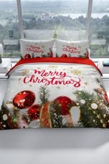 NY Noel 3D Pamuk Saten Çift Kişilik Nevresim Seti